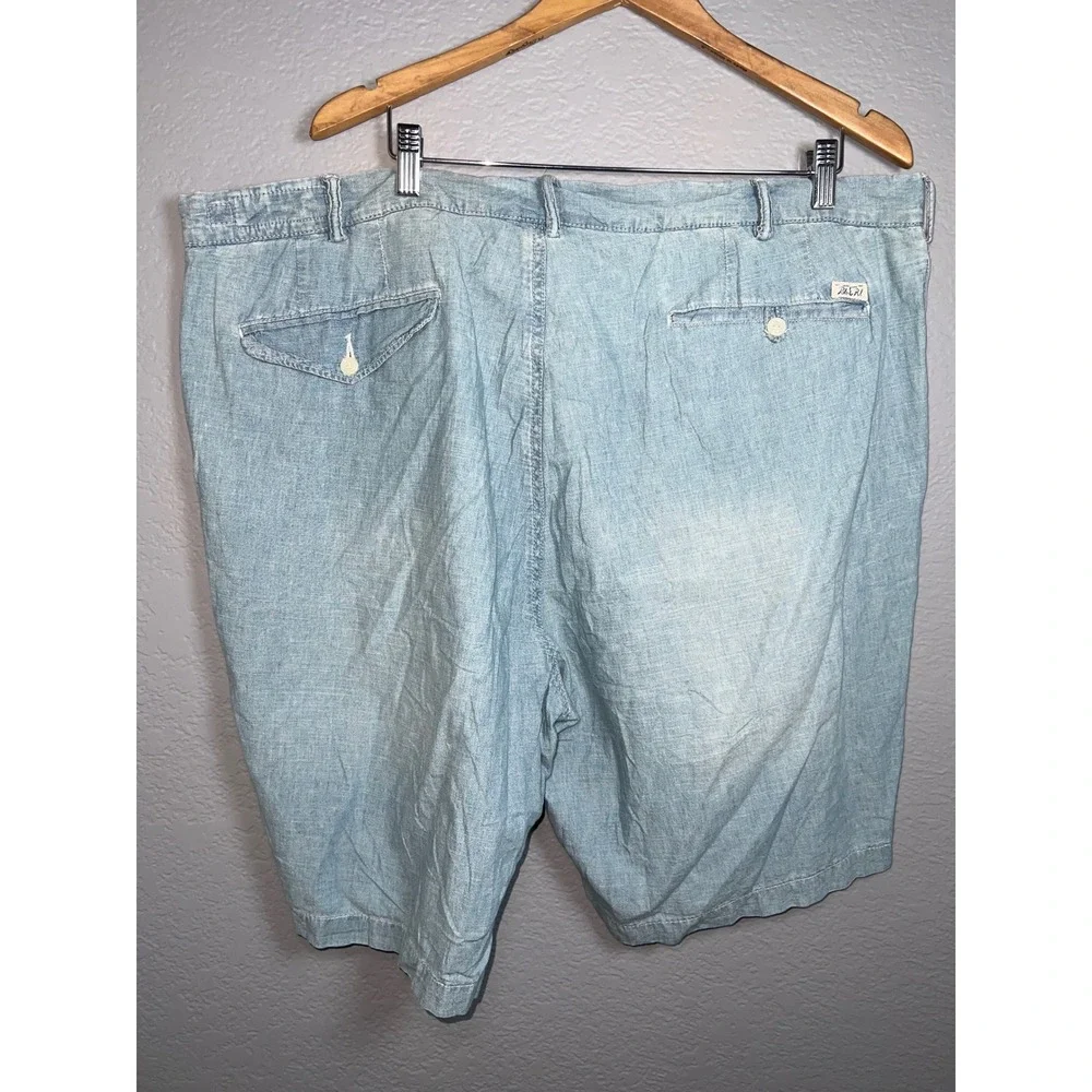 Polo Ralph Lauren Ocean Wash Chambray Shorts Mens 44 Light Blue Cotton Preppy